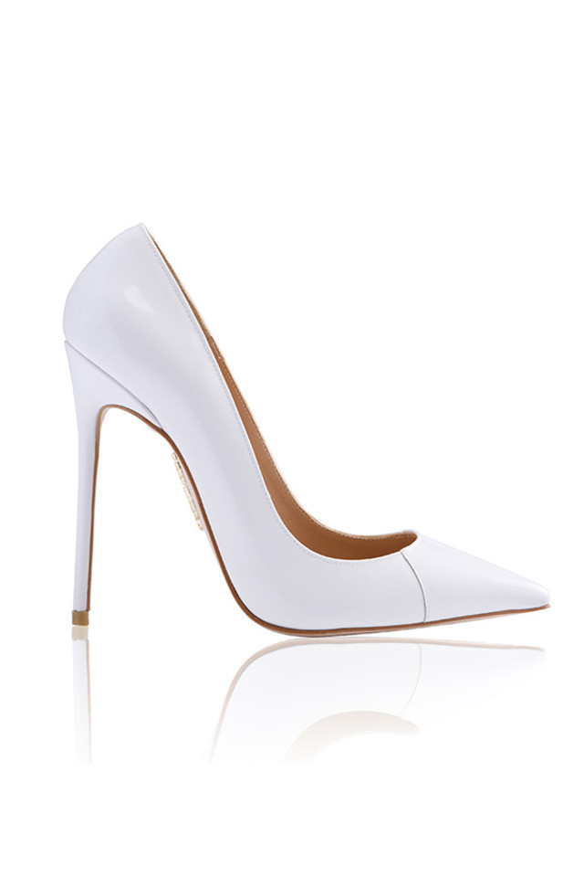 'PARIS' 5' White Patent Leather Pointy Toe Heels